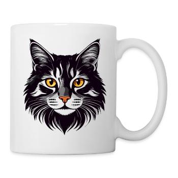 Motif de la tête de chat à poils longs et à poils de chat - Mug blanc - blanc - Droite
