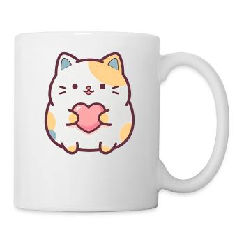 Katzenherz Kuschelmotiv Pastellfarben - Tasse - Weiß - Rechts