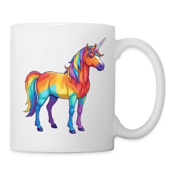 Buntes Einhorn-Regenbogen-Pop-Art-Aquarell - Tasse - Weiß - Rechts