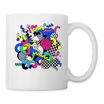 Buntes Geometrie-Chaos Pop Art - Tasse - Weiß - Rechts