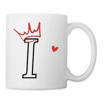 Buchstabe i Kronenherz - Tasse - Weiß - Rechts