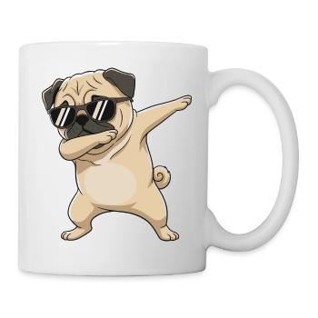 Cool Dabbing Mops Sonnenbrille Cartoon-Kunst - Tasse - Weiß - Rechts