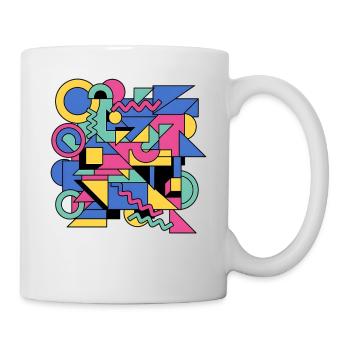Memphis Geometrie Farbenspiel - Tasse - Weiß - Rechts