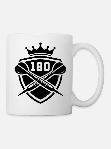 Darts 180 Wappen Dartpfeil - Tasse - Weiß