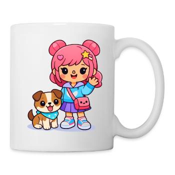 Cute Toka girl - Aesthetic Gamer Girl and Pup - Mug - white - Right