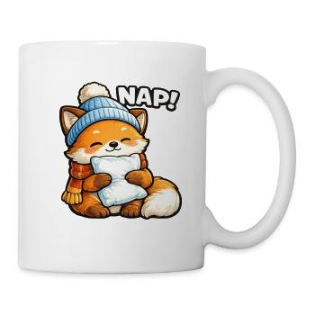 Winterkuschel Fuchs mit Mütze - Tasse - Weiß - Rechts