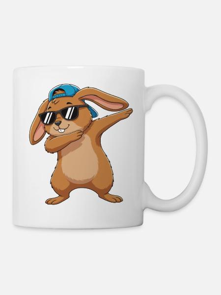 Cool Dabbing Rabbit Sonnenbrillen-Cartoon-Kunst - Tasse - Weiß