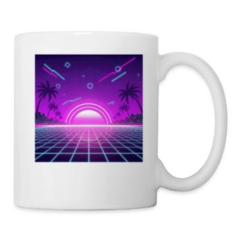 Neon Retro Sunset Grid - Tasse - Weiß - Rechts