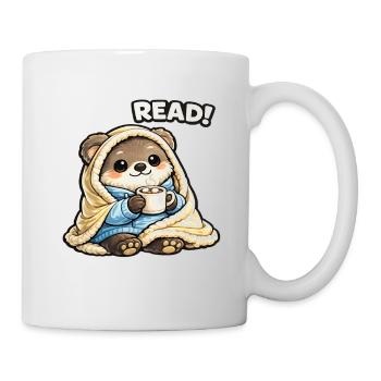 Kuschelbär Lesezeit Unter Decke - Tasse - Weiß - Rechts