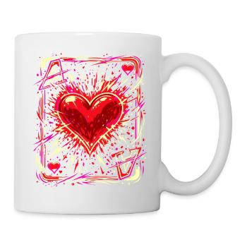 Herz Ass Spielkarte Kostüm Karneval Poker Lustig - Tasse - Weiß - Rechts