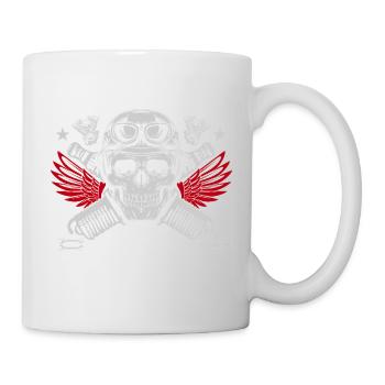 Biker - Essen - Schlafen - Motorrad fahren - Tasse - Weiß - Rechts