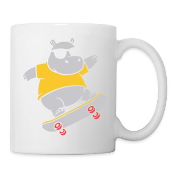 Cooles Nilpferd Skater Skateboard Vektor - Tasse - Weiß - Rechts