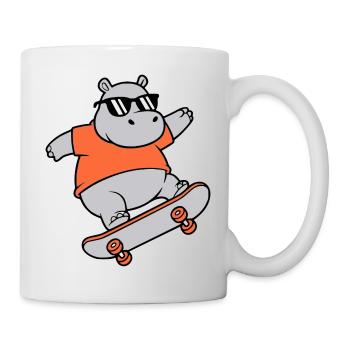 Cooles Nilpferd Skater Skateboard Vektor - Tasse - Weiß - Rechts
