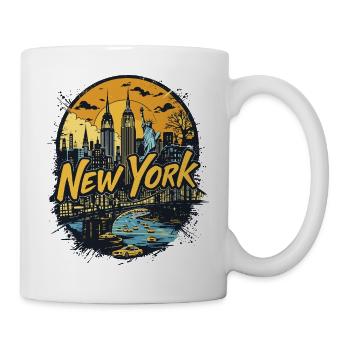 New York City Skyline Liberty Retro Badge Art - Mug - white - Right