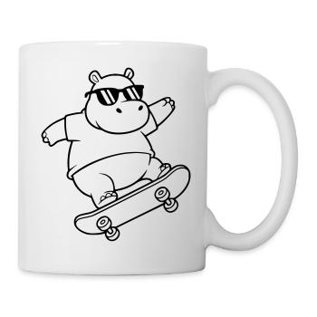 Cooler Skater Nilpferd Skateboard Outline - Tasse - Weiß - Rechts