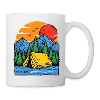 Camping am Bergsee Abendrot - Tasse - Weiß - Rechts
