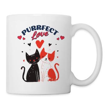 Cat love duo with hearts - Mug - white - Right