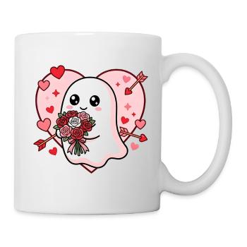 Cute Spooky Ghost Valentine Rose Heart - Mug - white - Right
