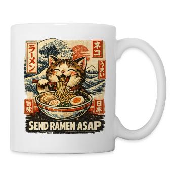 Ramen Nudeln Katzenliebhaber Retro Kawaii Katzen - Tasse - Weiß - Rechts