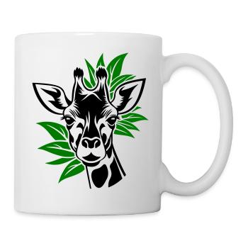 Giraffe mit Blätter im Hintergrund - Tasse - Weiß - Rechts