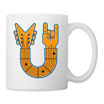 Guitare en U & Rock Hand - Mug blanc - blanc - Droite