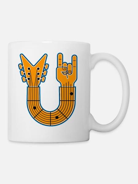 U-Shape Guitar & Rock Hand - Tasse - Weiß