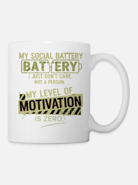 Zero Motivation Social Battery - Mug - white