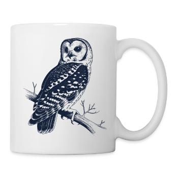Chouette vintage sur la branche | Motif de la Forêt Mystique - Mug blanc - blanc - Droite