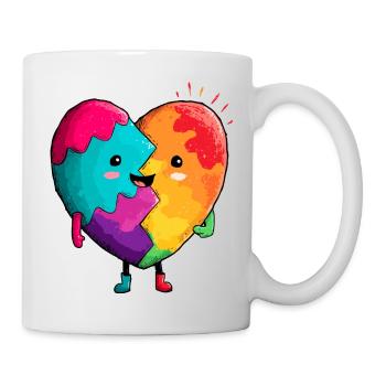Regenbogenherz Umarmung - Tasse - Weiß - Rechts