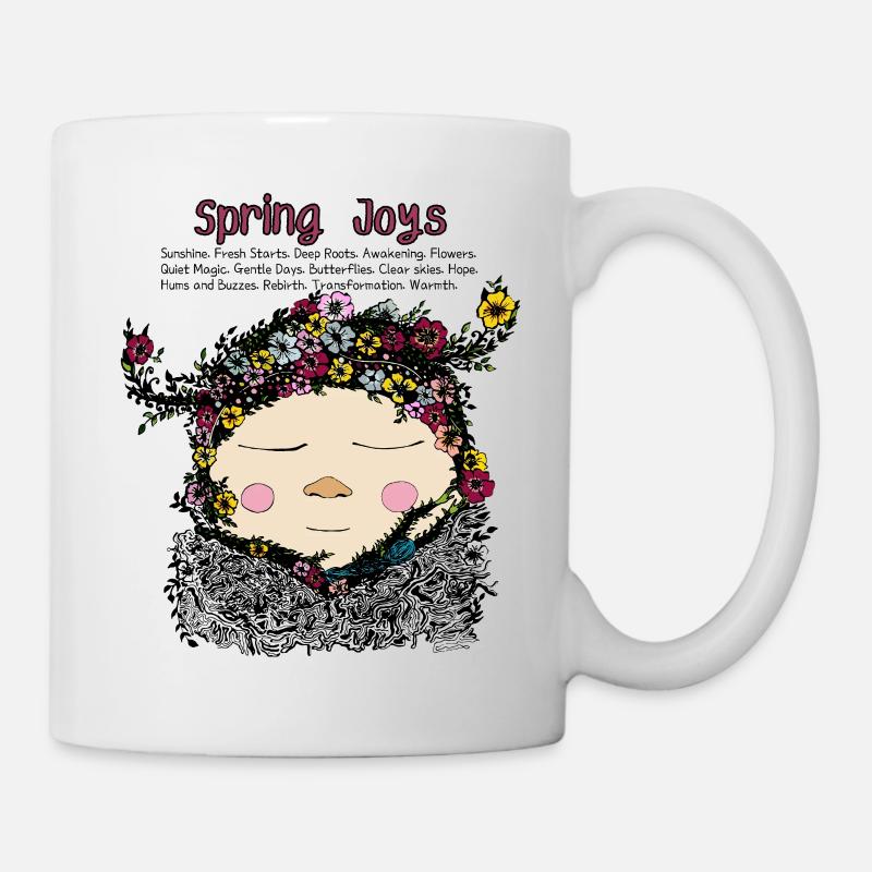 Spring Joy Gnome – Cozy Nature Illustration - Mug - white