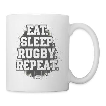 Essen, schlafen, Rugby wiederholen, wiederholen - Tasse - Weiß - Rechts