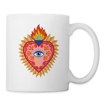 Sacred Mexican Heart Mystical Ex-Voto with Cent Eye - Mug - white - Right