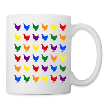 Des poulets arc-en-ciel - Mug blanc - blanc - Droite