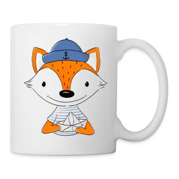 Sailor fox with paper boat - Mug - white - Right