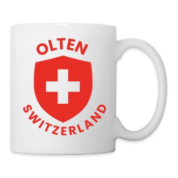 Schweizer Schild mit weißem Kreuz - Tasse - Weiß - Rechts