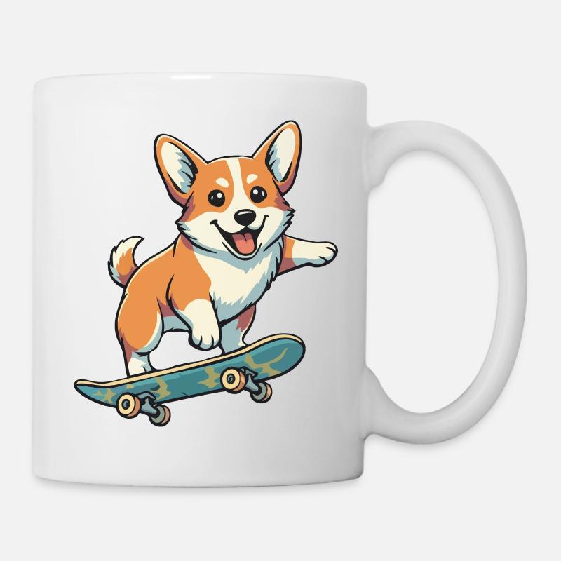 Corgi-farbenes Skateboard - Tasse - Weiß