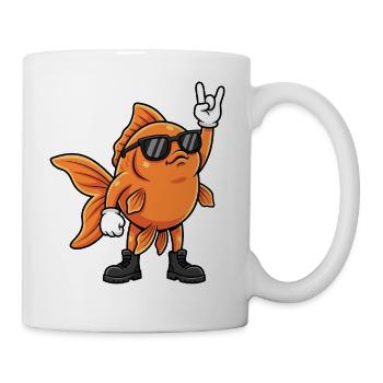 Rockmusik Goldfisch Heavy Metal Lustig - Tasse - Weiß - Rechts