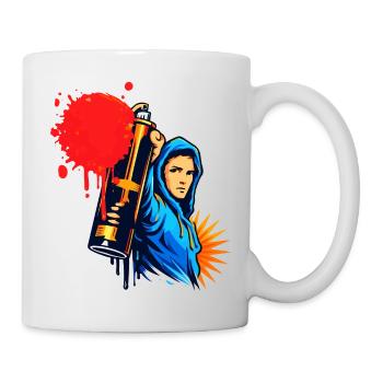 Graffiti Sprayer with Spray Can in Urban Style - Mug - white - Right