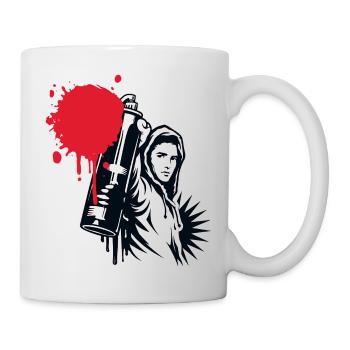 Graffiti Sprayer with Spray Can in Urban Style - Mug - white - Right