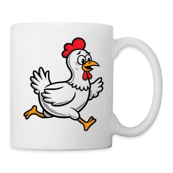 Poule Poule Coureur, Coq, Coq, Poule, Poule, Drôle - Mug blanc - blanc - Droite
