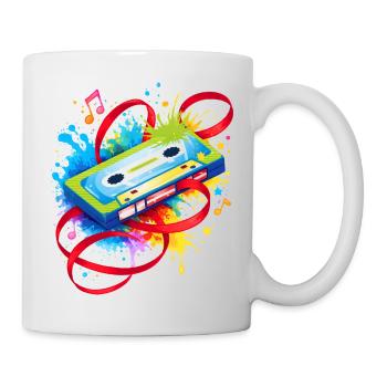 Bunte Musikkassette – Retro Graffiti - Tasse - Weiß - Rechts