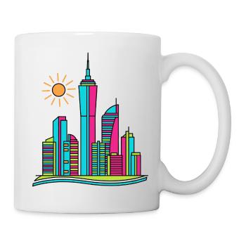 Lebendige abstrakte Stadtsilhouette Moderne farbenfrohe Kunst - Tasse - Weiß - Rechts