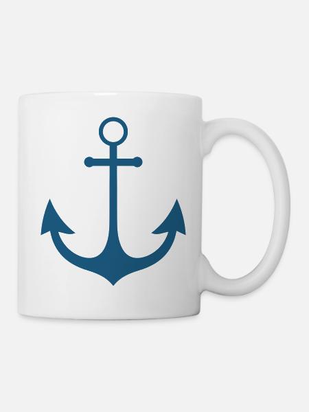 Anker Silhouette Nautisch - Tasse - Weiß