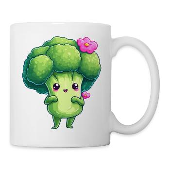 Kawaii Broccoli with Flowers - Mug - white - Right