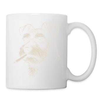 Portrait de chien de Schnauzer avec une cigarette - Mug blanc - blanc - Droite