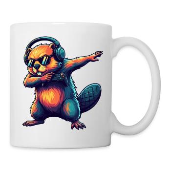 Gamer Beaver Playing Video Games Art - Mug - white - Right