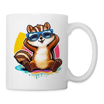 Relaxed chipmunk with sunglasses - Mug - white - Right