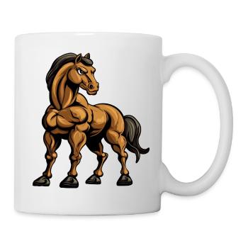 Cheval extrêmement fort avec des muscles - Mug blanc - blanc - Droite