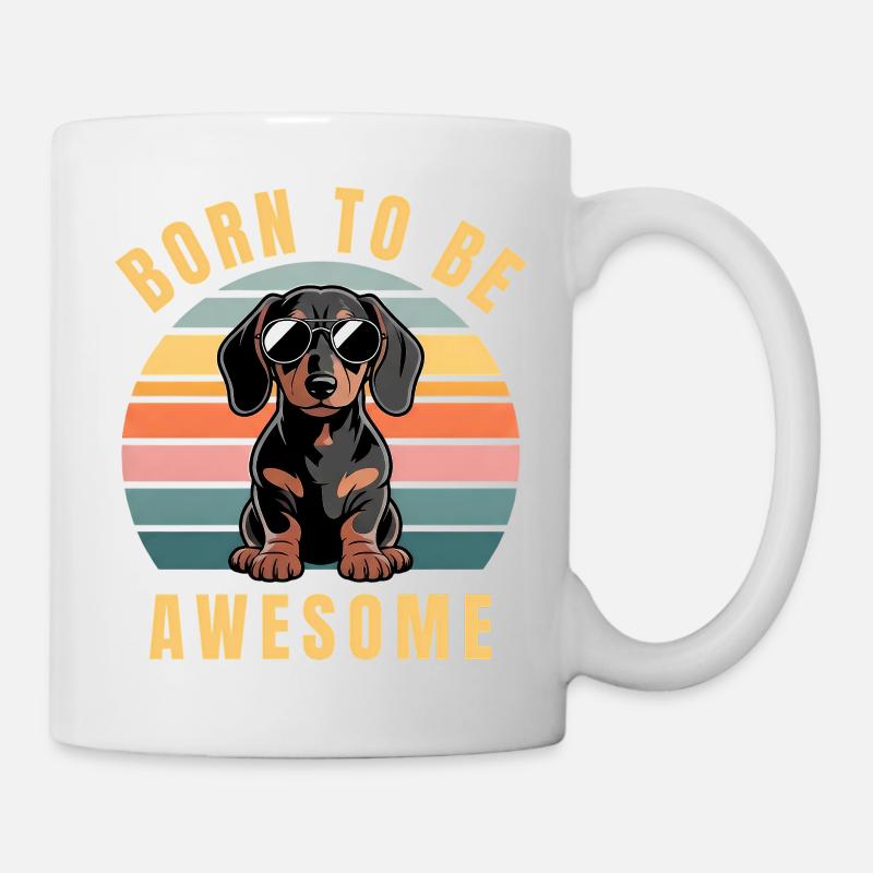 Teckel cool Né pour être des lunettes de soleil géniales - Mug blanc - blanc