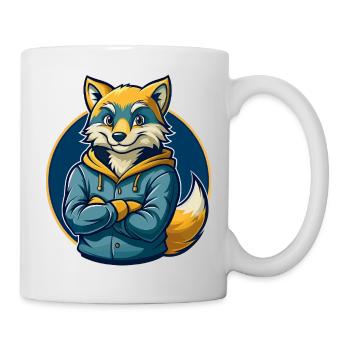Arktischer Fuchs Kawaii Maskottchen Cartoon Clipart-Logo - Tasse - Weiß - Rechts